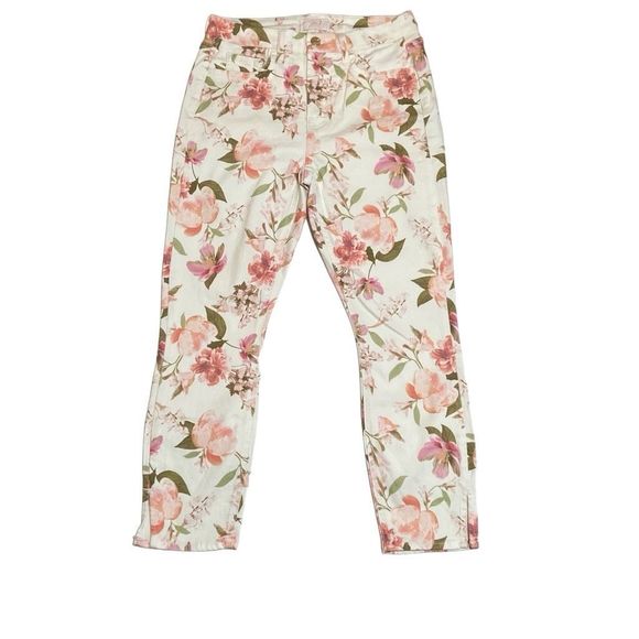 Jen 7 by 7 for All Mankind Floral Print Denim Jeans Cropped Skinny Size 4 NWOT - Picture 1 of 12